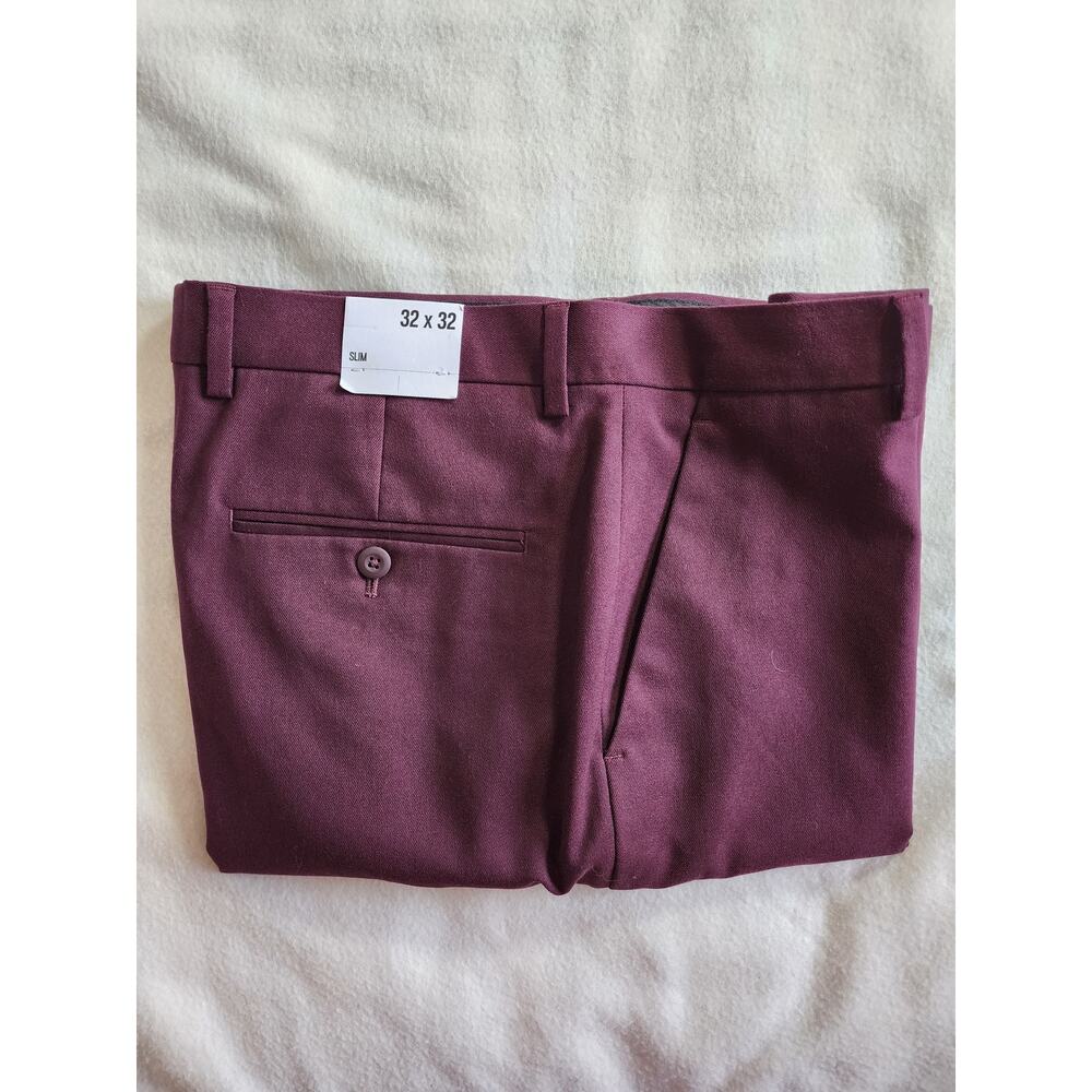 Express Slim Fit Dress Pants 32x29 Professionally Hemmed New Burgundy Wine